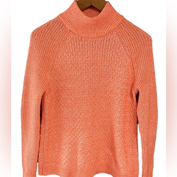 Talbots Long Sleeve Textured Stitch Wool Blend Pullover Sweater Size Medium - Picture 5 of 13